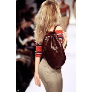 Ralph Lauren Collection Vintage Leather Bucket Bag 1997 Runway Women’s 90s Purse